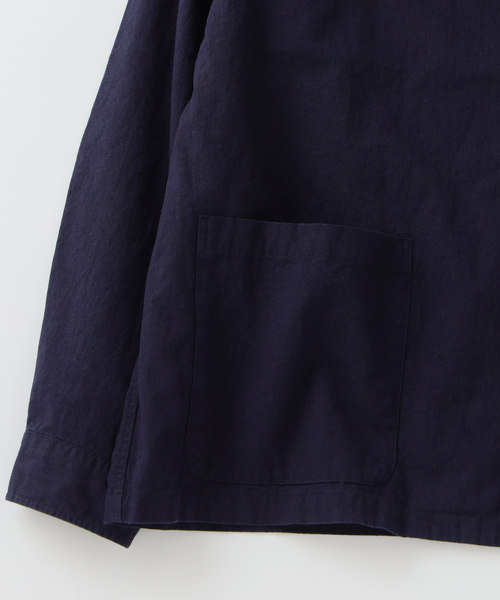 JOURNAL STANDARD J.S HOMESTEAD（ジャーナルスタンダードホームステッド）の「J.S.Homestead / リラックス オープン コットン リネン 長袖 シャツ（シャツ/ブラウス・メンズ・ネイビー/ウッド/ブラック系その他・LARGE/MEDIUM）」の6枚目の写真