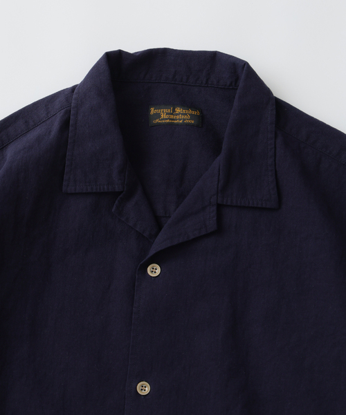 JOURNAL STANDARD J.S HOMESTEAD（ジャーナルスタンダードホームステッド）の「J.S.Homestead / リラックス オープン コットン リネン 長袖 シャツ（シャツ/ブラウス・メンズ・ネイビー/ウッド/ブラック系その他・LARGE/MEDIUM）」の7枚目の写真