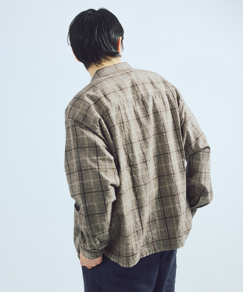JOURNAL STANDARD J.S HOMESTEAD（ジャーナルスタンダードホームステッド）の「J.S.Homestead / リラックス オープン コットン リネン 長袖 シャツ（シャツ/ブラウス・メンズ・ネイビー/ウッド/ブラック系その他・LARGE/MEDIUM）」の11枚目の写真