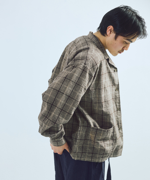 J.S.Homestead / リラックス オープン コットン リネン 長袖 シャツ