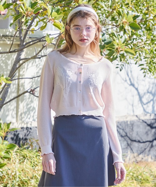etre loin(エトルワン)の「Tulip crochet cardigan(カーディガン/ボレロ・レディース・ピンク/サックスブルー/ホワイト・M)」の5枚目の写真