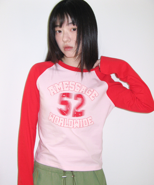 AMESWORLDWIDE(アメスワールドワイド)の「VINTAGE 52 RAGLAN LS TEE RED(Tシャツ/カットソー・レディース・その他・LARGE/MEDIUM/SMALL)」の1枚目の写真