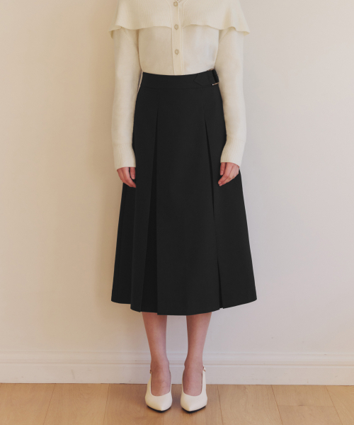 ベルトプリーツスカート / ブラック