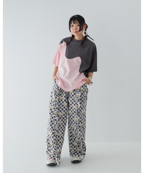 unica(ユニカ)の「twoピースバイカラーTシャツ laides(Tシャツ/カットソー・レディース・ブルー系その他/ブラック×ホワイト/グレー×ピンク・F)」の7枚目の写真