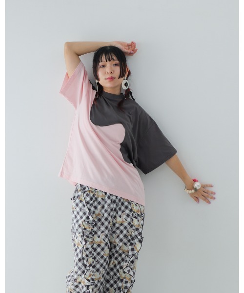unica(ユニカ)の「twoピースバイカラーTシャツ laides(Tシャツ/カットソー・レディース・ブルー系その他/ブラック×ホワイト/グレー×ピンク・F)」の9枚目の写真