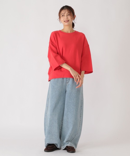 studio CLIP(スタディオクリップ)の「ハーフスリーブスウェットプルオーバー(スウェット・レディース・レッド/ベージュ・FREE)」の5枚目の写真