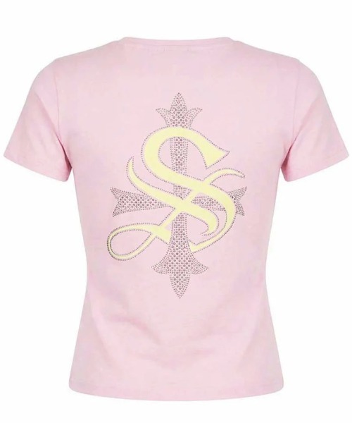 SUPPLIER(サプライヤー)の「A'GEM/9 × .kom 『SUPPLIER/サプライヤー』 Baby Cross Tee/ベイビークロスTシャツ(Tシャツ/カットソー・レディース・ブラック/ライトブルー/ライトピンク/ホワイト/ブラック×ピンク・S)」の5枚目の写真