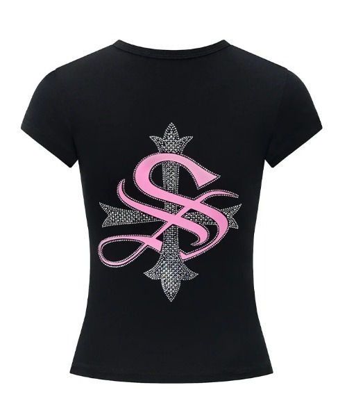 SUPPLIER(サプライヤー)の「A'GEM/9 × .kom 『SUPPLIER/サプライヤー』 Baby Cross Tee/ベイビークロスTシャツ(Tシャツ/カットソー・レディース・ブラック/ライトブルー/ライトピンク/ホワイト/ブラック×ピンク・S)」の3枚目の写真