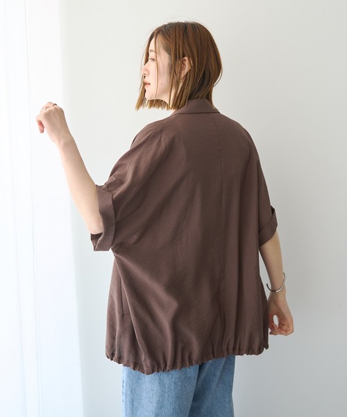 YECCA VECCA（イェッカヴェッカ）の「ハーフスリーブライトジャケット（テーラードジャケット・レディース・チャコールグレー/ブラック/ブラウン・FREE）」の12枚目の写真