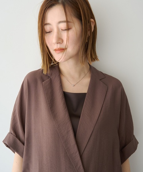 YECCA VECCA（イェッカヴェッカ）の「ハーフスリーブライトジャケット（テーラードジャケット・レディース・チャコールグレー/ブラック/ブラウン・FREE）」の20枚目の写真