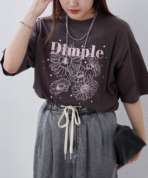 Another Branch olive des olive（アナザーブランチオリーブデオリーブ）の「【人気デザイン】花刺繍×ラインストーンTシャツ（Tシャツ/カットソー・レディース・スミクロ/オフホワイト/オートミール・FREE）」の11枚目の写真