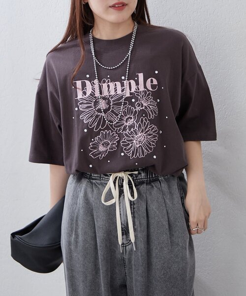 Another Branch olive des olive（アナザーブランチオリーブデオリーブ）の「【人気デザイン】花刺繍×ラインストーンTシャツ（Tシャツ/カットソー・レディース・スミクロ/オフホワイト/オートミール・FREE）」の12枚目の写真