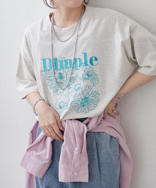 Another Branch olive des olive（アナザーブランチオリーブデオリーブ）の「【人気デザイン】花刺繍×ラインストーンTシャツ（Tシャツ/カットソー・レディース・スミクロ/オフホワイト/オートミール・FREE）」の18枚目の写真