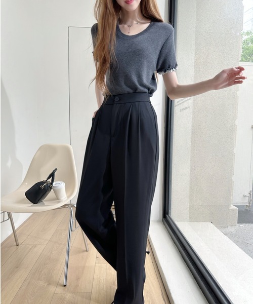 Ada.(エイダ)の「バイカラー メロー デザイン Uネック ニット トップス(ニット/セーター・レディース・ブルー/グレー/イエロー/チャコール・FREE)」の18枚目の写真