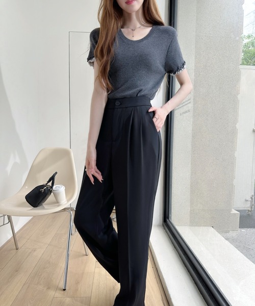 Ada.(エイダ)の「バイカラー メロー デザイン Uネック ニット トップス(ニット/セーター・レディース・ブルー/グレー/イエロー/チャコール・FREE)」の19枚目の写真