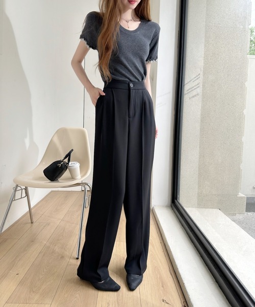 Ada.(エイダ)の「バイカラー メロー デザイン Uネック ニット トップス(ニット/セーター・レディース・ブルー/グレー/イエロー/チャコール・FREE)」の21枚目の写真