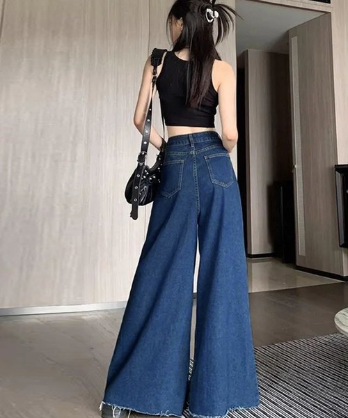 DAY CLOSET（デイ クローゼット）の「【大きいサイズ有】ボリュームで美シルエットを構築。ハイウエスト ワイド デニムパンツ レディース（デニムパンツ・レディース・ブルー・S/XL/L/M）」の7枚目の写真