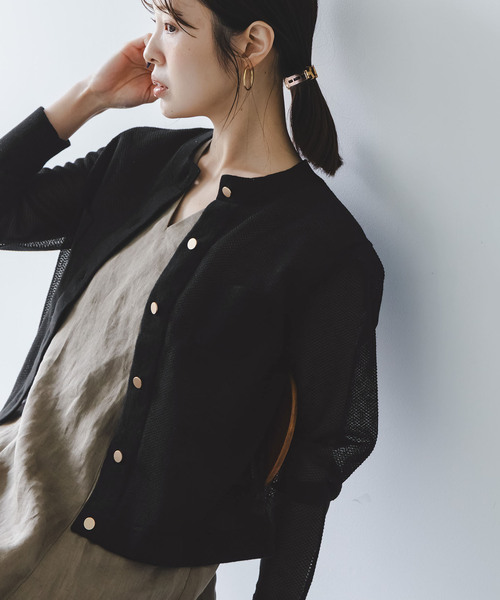 Noble(ノーブル)の「メッシュJ/Q シアークルーショートカーディガン(カーディガン/ボレロ・レディース・ホワイト/ブラック/グレー・FREE)」の20枚目の写真