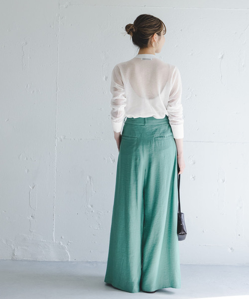 Noble(ノーブル)の「メッシュJ/Q シアークルーショートカーディガン(カーディガン/ボレロ・レディース・ホワイト/ブラック/グレー・FREE)」の4枚目の写真