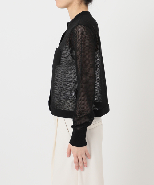 Noble(ノーブル)の「メッシュJ/Q シアークルーショートカーディガン(カーディガン/ボレロ・レディース・ホワイト/ブラック/グレー・FREE)」の6枚目の写真