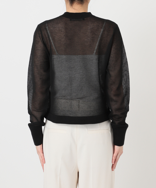 Noble(ノーブル)の「メッシュJ/Q シアークルーショートカーディガン(カーディガン/ボレロ・レディース・ホワイト/ブラック/グレー・FREE)」の7枚目の写真