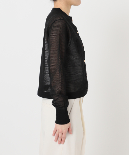 Noble(ノーブル)の「メッシュJ/Q シアークルーショートカーディガン(カーディガン/ボレロ・レディース・ホワイト/ブラック/グレー・FREE)」の8枚目の写真