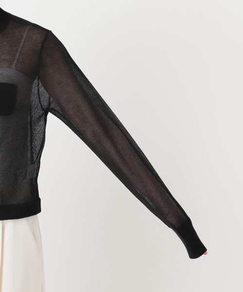 Noble(ノーブル)の「メッシュJ/Q シアークルーショートカーディガン(カーディガン/ボレロ・レディース・ホワイト/ブラック/グレー・FREE)」の9枚目の写真