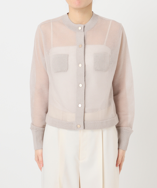 Noble(ノーブル)の「メッシュJ/Q シアークルーショートカーディガン(カーディガン/ボレロ・レディース・ホワイト/ブラック/グレー・FREE)」の15枚目の写真