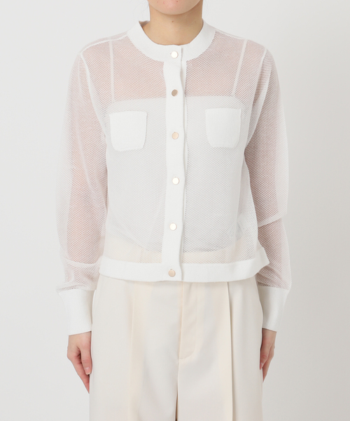 Noble(ノーブル)の「メッシュJ/Q シアークルーショートカーディガン(カーディガン/ボレロ・レディース・ホワイト/ブラック/グレー・FREE)」の17枚目の写真