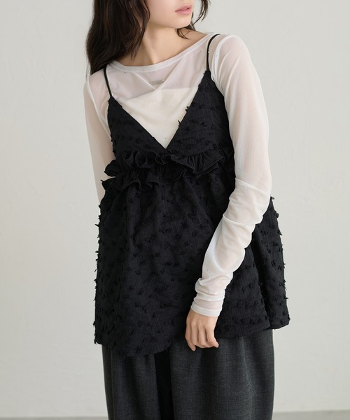 apres jour clair(アプレジュールクレア)の「【apres jour clair】ダブルストラップキャミチュニック(その他トップス・レディース・グリーン/ブラック/オフホワイト・フリー/X-LARGE)」の2枚目の写真