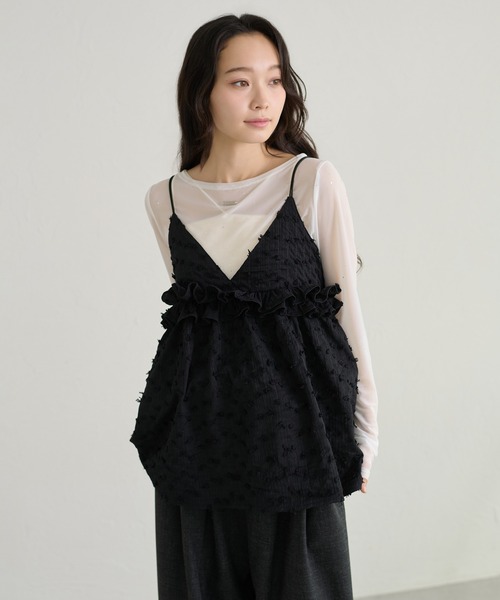 apres jour clair(アプレジュールクレア)の「【apres jour clair】ダブルストラップキャミチュニック(その他トップス・レディース・グリーン/ブラック/オフホワイト・フリー/X-LARGE)」の4枚目の写真