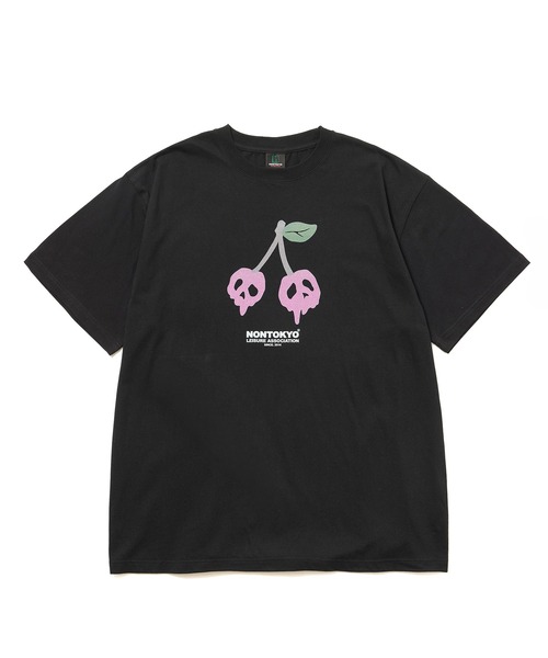 NON TOKYO(ノントーキョー)の「PRINT H/S BIG T-SHIRT(SCULL CHERRY)(Tシャツ/カットソー・レディース・ホワイト/ワインレッド/ブラック・FREE)」の2枚目の写真