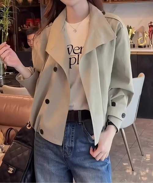 CHUL(チュル)の「ショートトレンチコート(トレンチコート・レディース・カーキ/ブラック・X-LARGE/LARGE/MEDIUM/SMALL)」の2枚目の写真