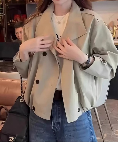 CHUL(チュル)の「ショートトレンチコート(トレンチコート・レディース・カーキ/ブラック・X-LARGE/LARGE/MEDIUM/SMALL)」の4枚目の写真