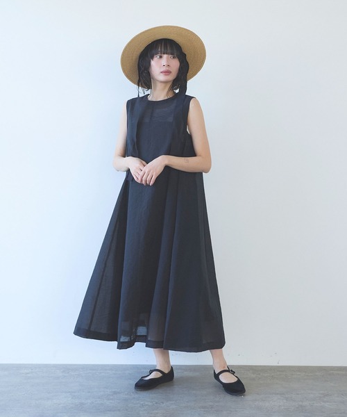 yuni（ユニ　）の「C/Ny sheer no sleeves one-piece（ワンピース・レディース・ブラック/ブラウン/サックスブルー・FREE）」の7枚目の写真