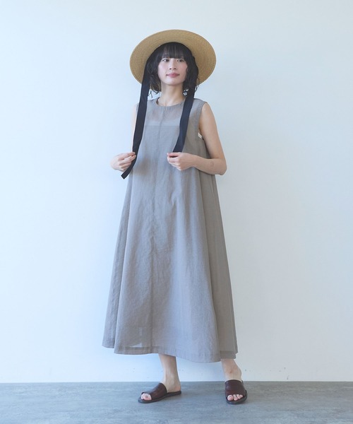 yuni（ユニ　）の「C/Ny sheer no sleeves one-piece（ワンピース・レディース・ブラック/ブラウン/サックスブルー・FREE）」の6枚目の写真