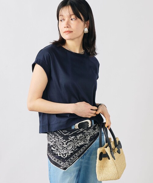 NOLLEY’S(ノーリーズ)の「ウォッシャブルワイドノースリーブTシャツ(Tシャツ/カットソー・レディース・ネイビー/オレンジ/ブラウン/ホワイト・38)」の3枚目の写真