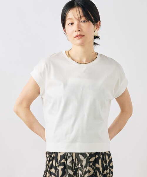 NOLLEY’S(ノーリーズ)の「ウォッシャブルワイドノースリーブTシャツ(Tシャツ/カットソー・レディース・ネイビー/オレンジ/ブラウン/ホワイト・38)」の2枚目の写真