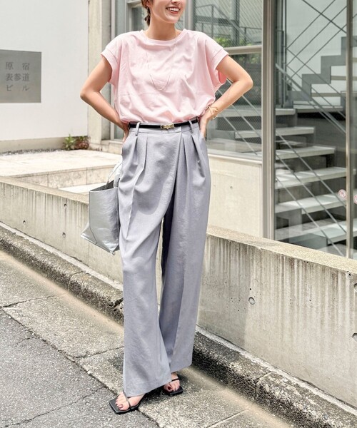 NOLLEY’S(ノーリーズ)の「ウォッシャブルワイドノースリーブTシャツ(Tシャツ/カットソー・レディース・ネイビー/オレンジ/ブラウン/ホワイト/ベビーピンク・38)」の6枚目の写真