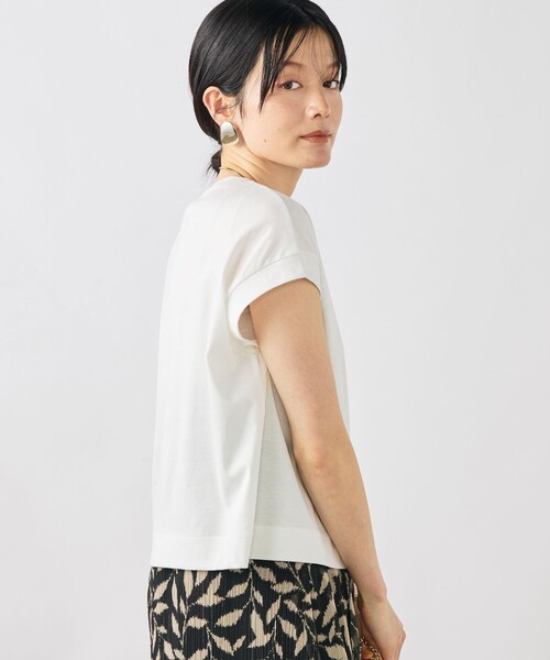 NOLLEY’S(ノーリーズ)の「ウォッシャブルワイドノースリーブTシャツ(Tシャツ/カットソー・レディース・ネイビー/オレンジ/ブラウン/ホワイト・38)」の11枚目の写真