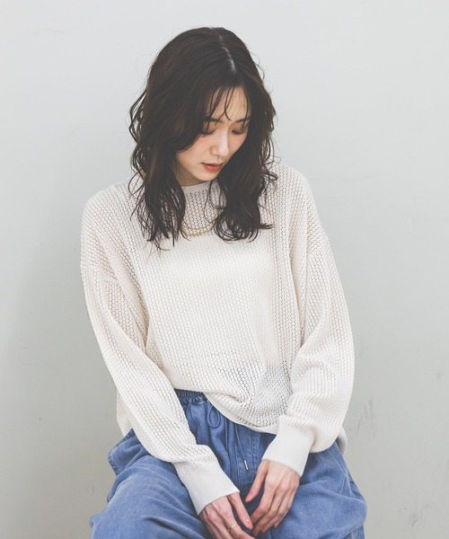 GLOBAL WORK(グローバルワーク)の「透けにくいメッシュニットプルオーバー/642926(ニット/セーター・レディース・ホワイト系その他3/ブルー系その他/グレー系その他/ブラウン系その他6・MEDIUM/LARGE)」の10枚目の写真