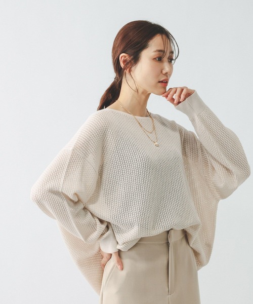 GLOBAL WORK(グローバルワーク)の「透けにくいメッシュニットプルオーバー/642926(ニット/セーター・レディース・ホワイト系その他3/ブルー系その他/グレー系その他/ブラウン系その他6・MEDIUM/LARGE)」の14枚目の写真