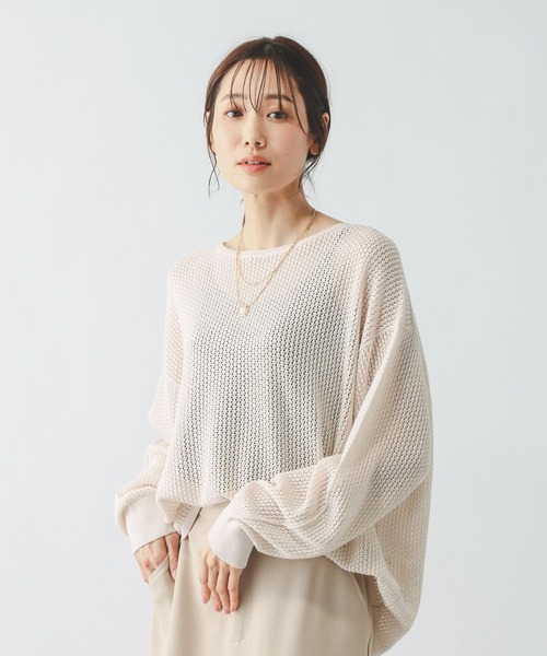 GLOBAL WORK(グローバルワーク)の「透けにくいメッシュニットプルオーバー/642926(ニット/セーター・レディース・ホワイト系その他3/ブルー系その他/グレー系その他/ブラウン系その他6・MEDIUM/LARGE)」の16枚目の写真