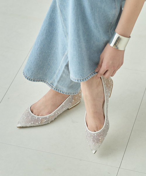 ピッピシック フラットシューズ パンプス ラメ グリッター ビジュー 大きい38 PIPPICHIC/ピッピシック】 ANNA JEWEL 7 フラットパンプス（その他