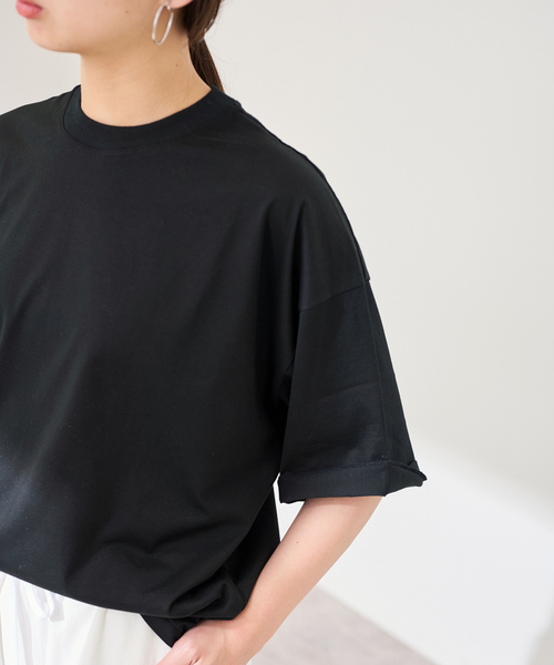 FRAMeWORK(フレームワーク)の「ATON/エイトン SUVIN 60/2 WIDE SLEEVE T-SHIRT(Tシャツ/カットソー・レディース・ホワイト/アイボリー/ブラック・FREE)」の10枚目の写真
