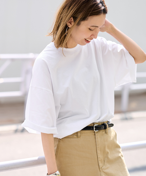 FRAMeWORK(フレームワーク)の「ATON/エイトン SUVIN 60/2 WIDE SLEEVE T-SHIRT(Tシャツ/カットソー・レディース・ホワイト/アイボリー/ブラック・FREE)」の15枚目の写真