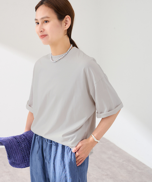 FRAMeWORK(フレームワーク)の「ATON/エイトン SUVIN 60/2 WIDE SLEEVE T-SHIRT(Tシャツ/カットソー・レディース・ホワイト/アイボリー/ブラック・FREE)」の22枚目の写真