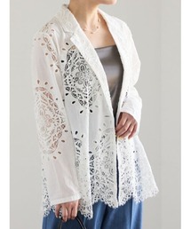 Te chichi（テチチ）の「ケミカルレースコットンジャケット（ノーカラージャケット）」