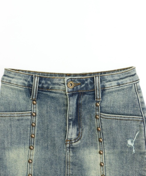 ANAP(アナップ)の「スタッズ付 デニム ミニスカートパンツ(デニムスカート・レディース・ブルー/ブラック・S)」の15枚目の写真