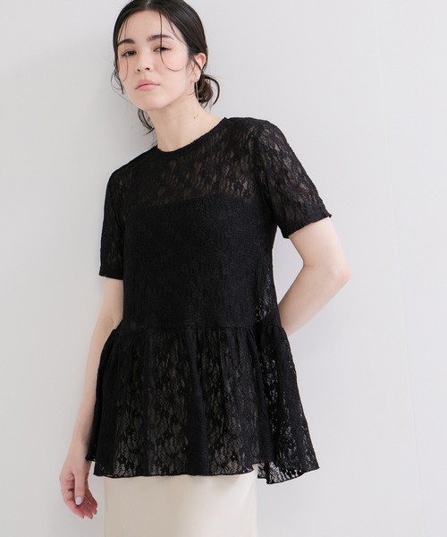 le cercle ADAM ET ROPE'(ルセルクルアダムエロペ)の「レースカットトップス(Tシャツ/カットソー・レディース・ブラック/ホワイト・FREE)」の2枚目の写真